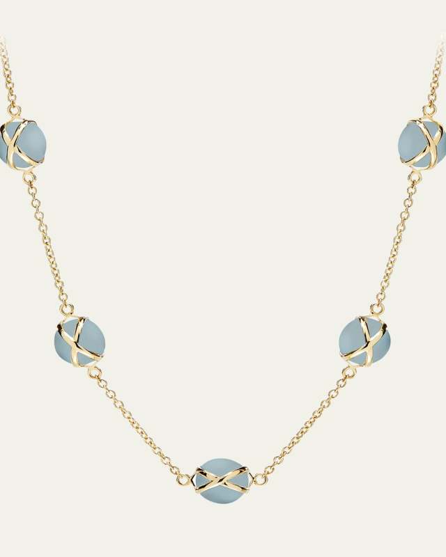18k Gold Prisma Aquamarine Chain Necklace